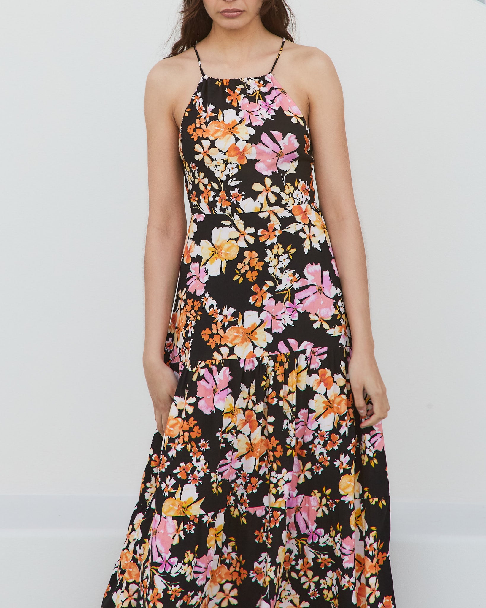 Kaylani Black Floral Maxi Dress