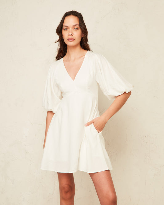 Kailani White Puff Sleeve Mini Dress