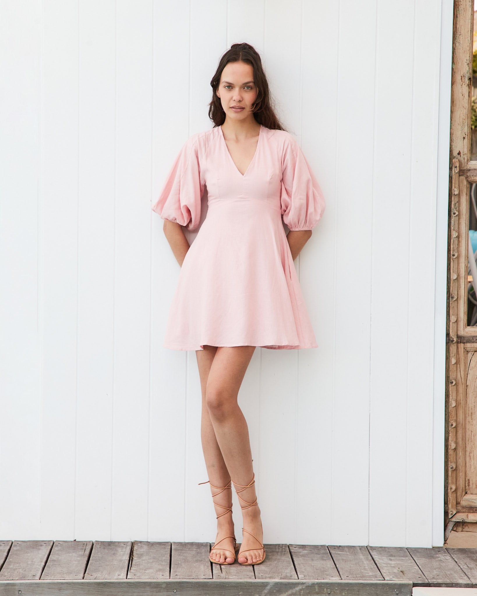 Kailani Pink Puff Sleeve Mini Dress