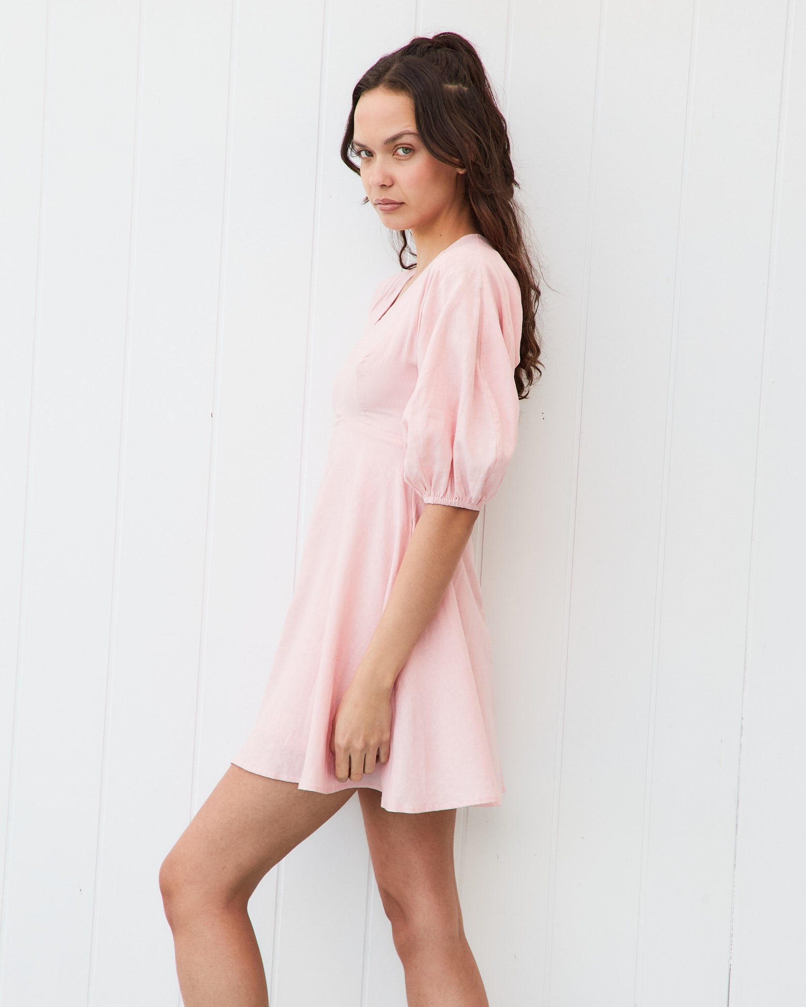 Kailani Pink Puff Sleeve Mini Dress