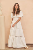 Mystic Moon Daniella White Tiered Maxi Dress