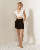 Izabela Black Linen Blend Shorts