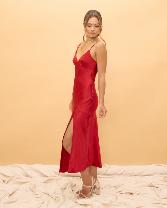 Gaun Midi Merah Orilla