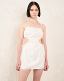 Gaun Mini Potongan Linen Putih Kate