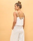 Levie White Linen Cami Top