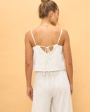 Levie White Linen Cami Top