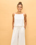 Levie White Linen Cami Top