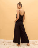 Levy Black Linen Wide Leg Pants