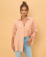 Sophie Peach Ruched Sleeve Shirt