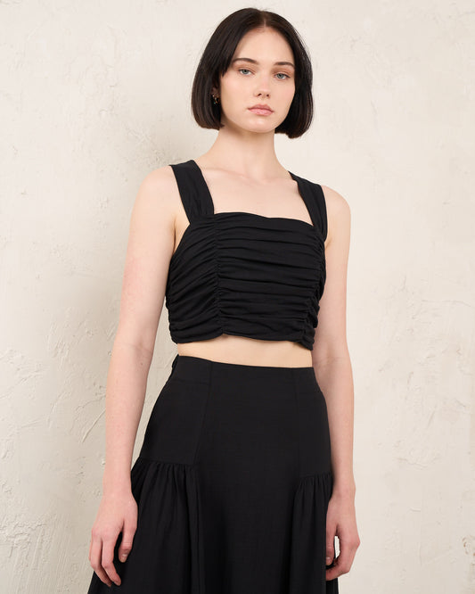 Kira Black Ruched Top