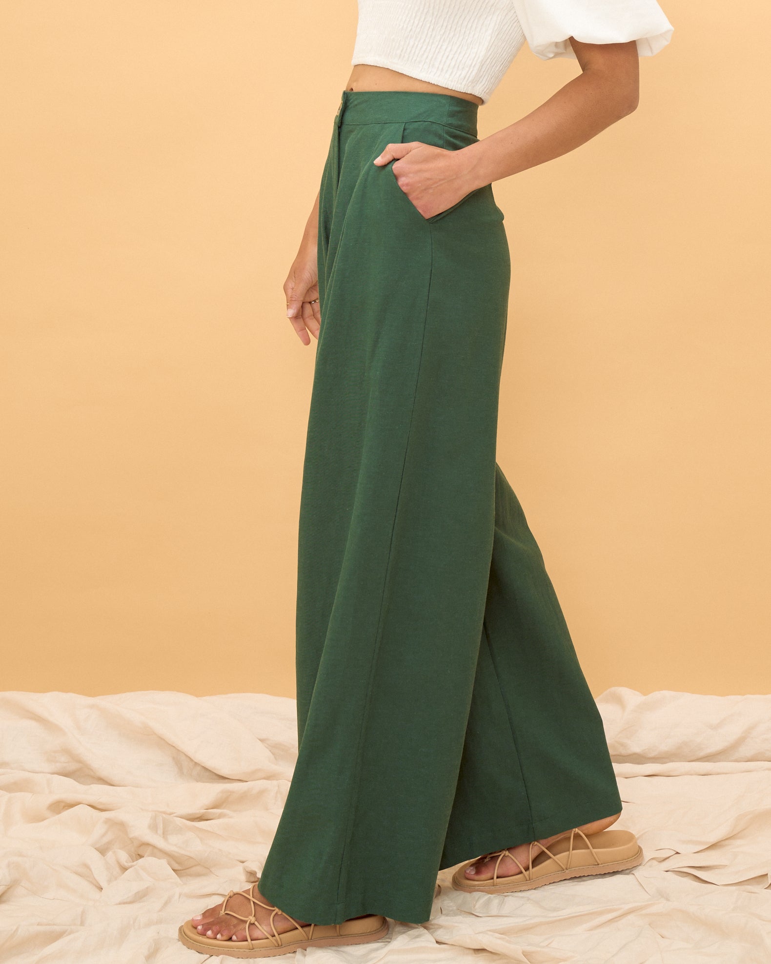 Maggie Forest Green Wide Leg Pants