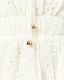 Close up of the illiana broderie off shoulder mini dress 