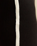 Close up of the ingrid black bodycon mini dress