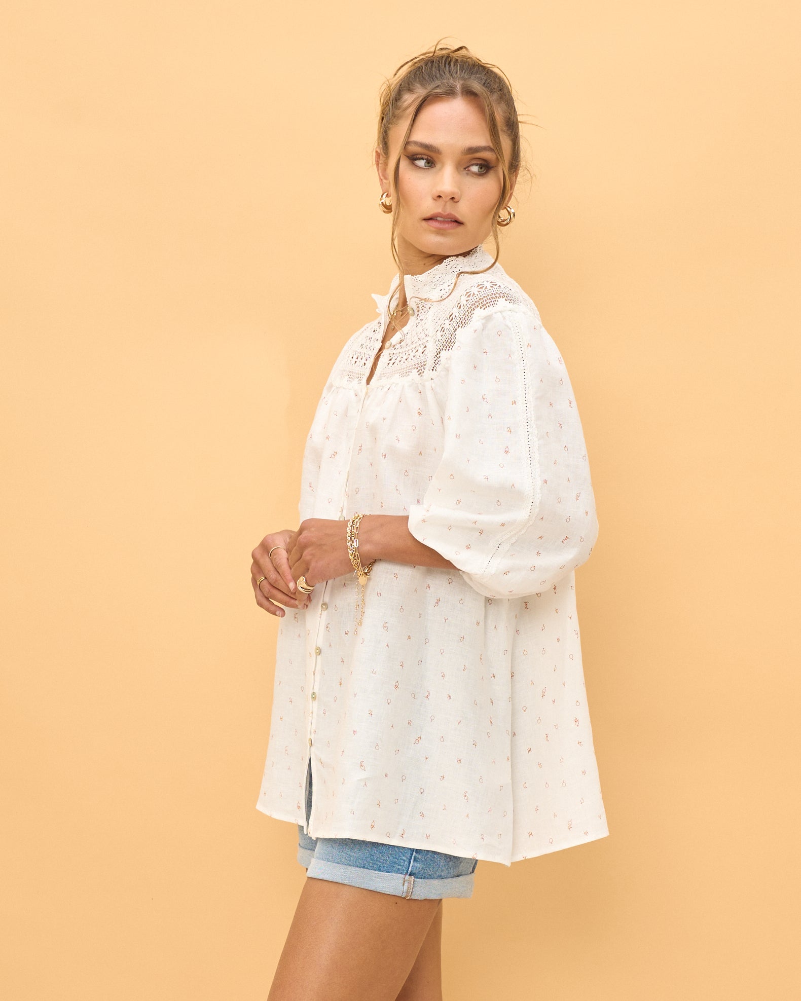Mystic Moon Florence White Abstract Blouse