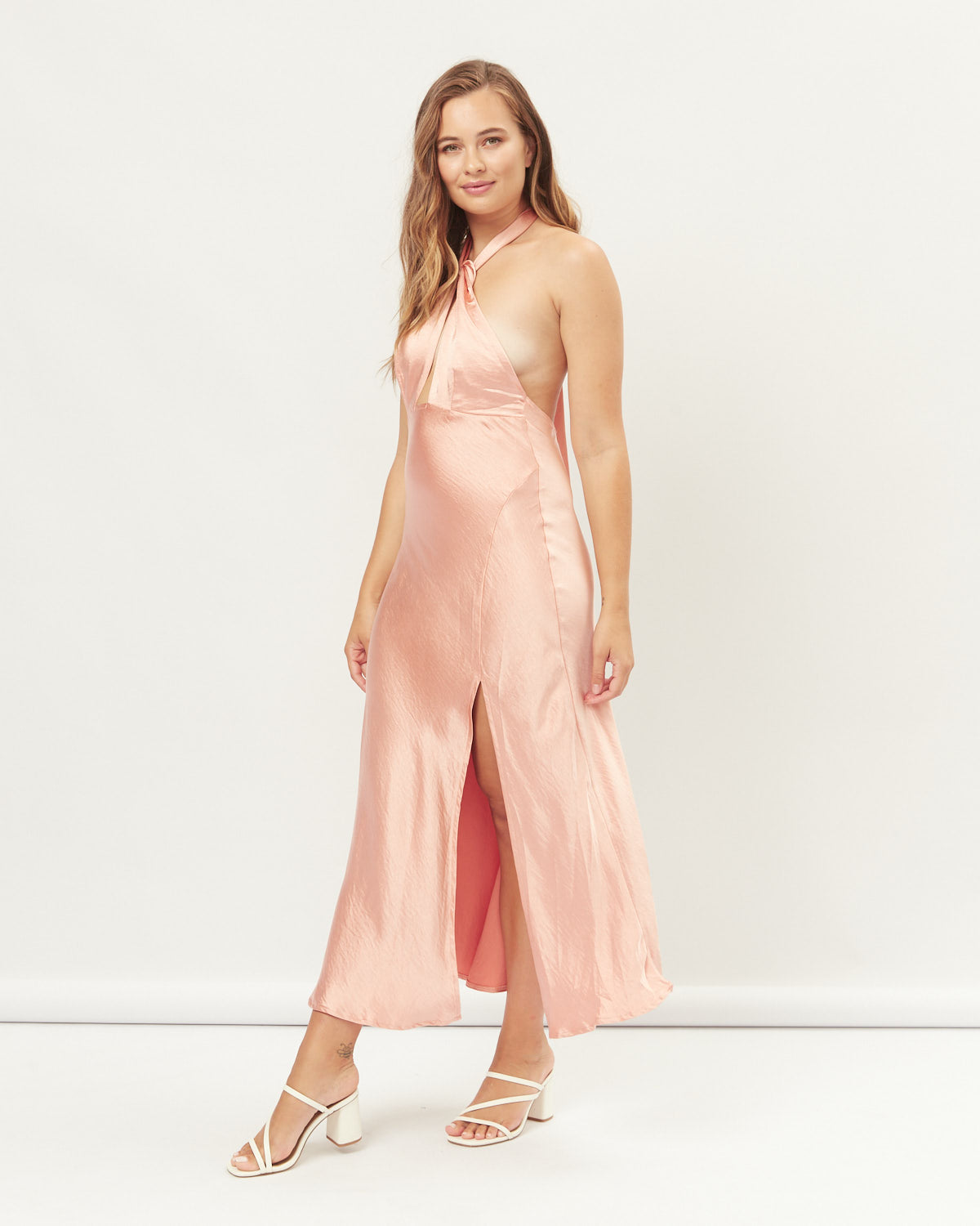 Noelle Pink Halter Midi Dress