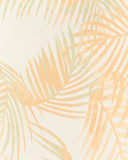 Close up of the odessa orange palm leaves midi dress