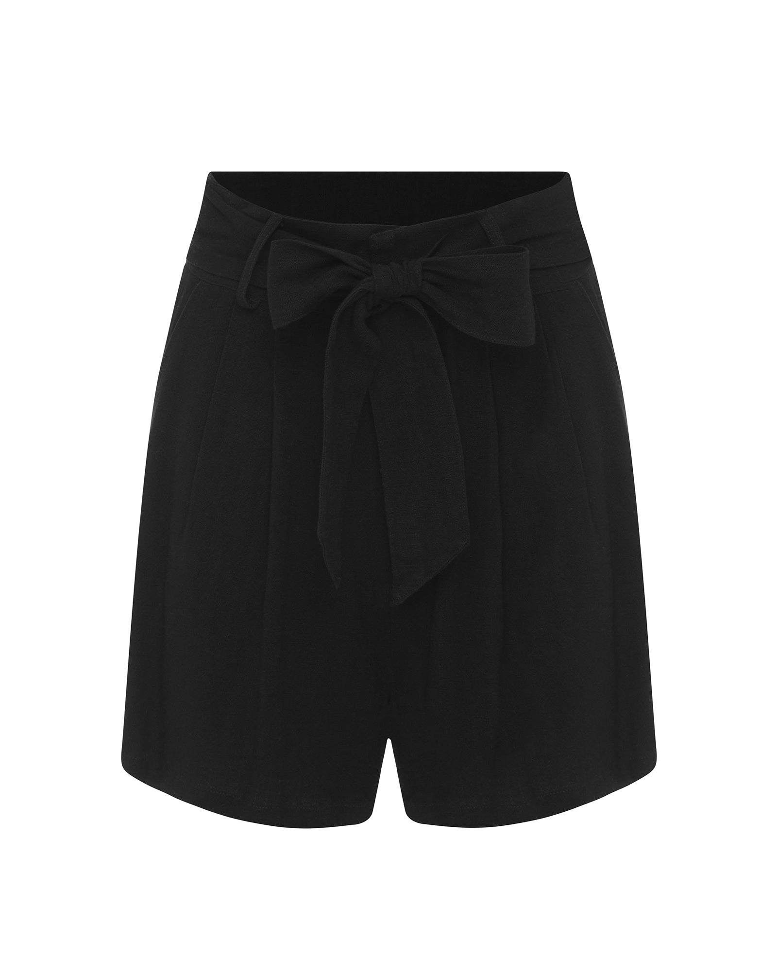 Izabela Black Linen Blend Shorts