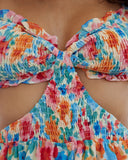 Close up of the trinity floral cut out playsuit