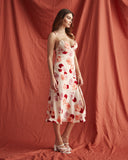 Woman wearing the vayda floral midi dress