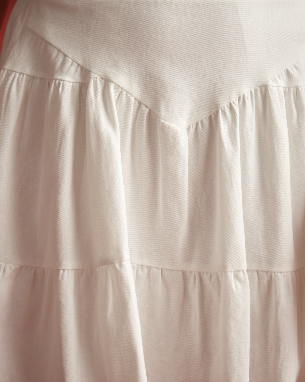 Close up of the violeta white mini skirt