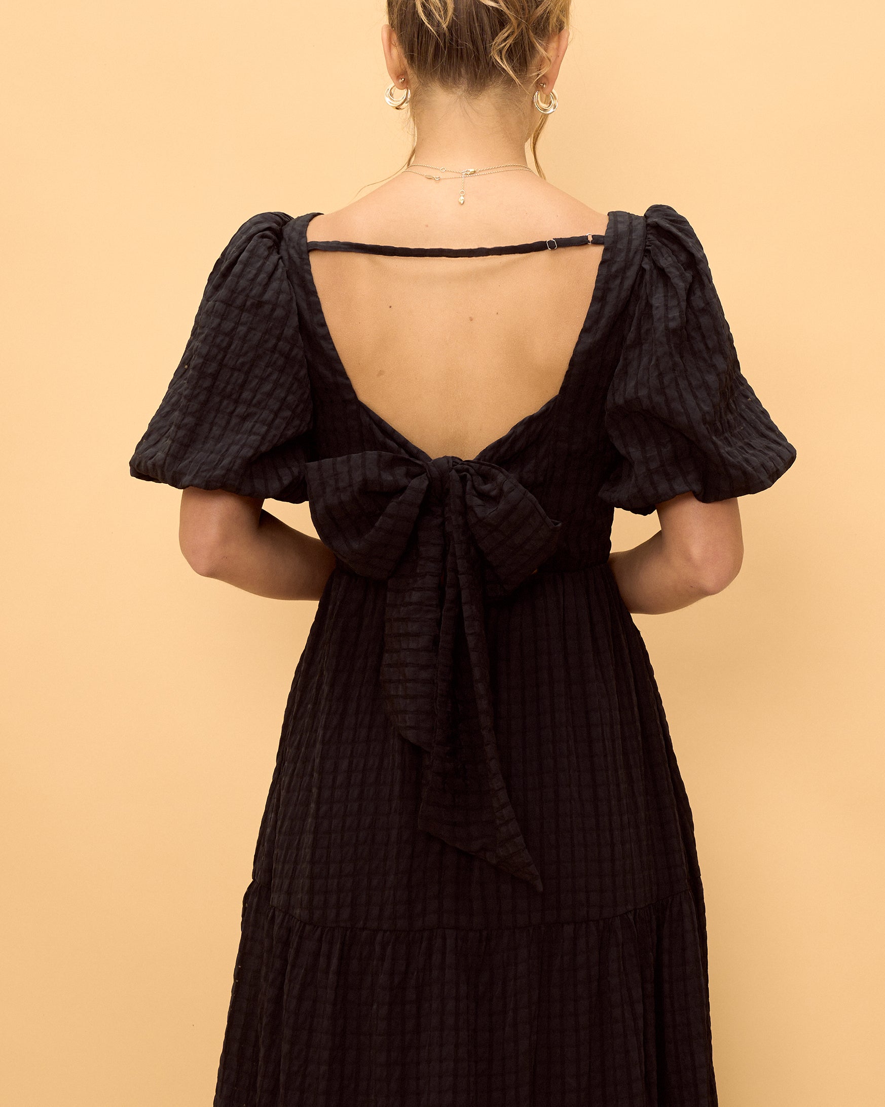 Tailea Black Puff Sleeve Maxi Dress