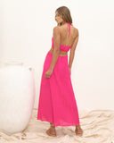 Oni Hot Pink Halter Midi Dress