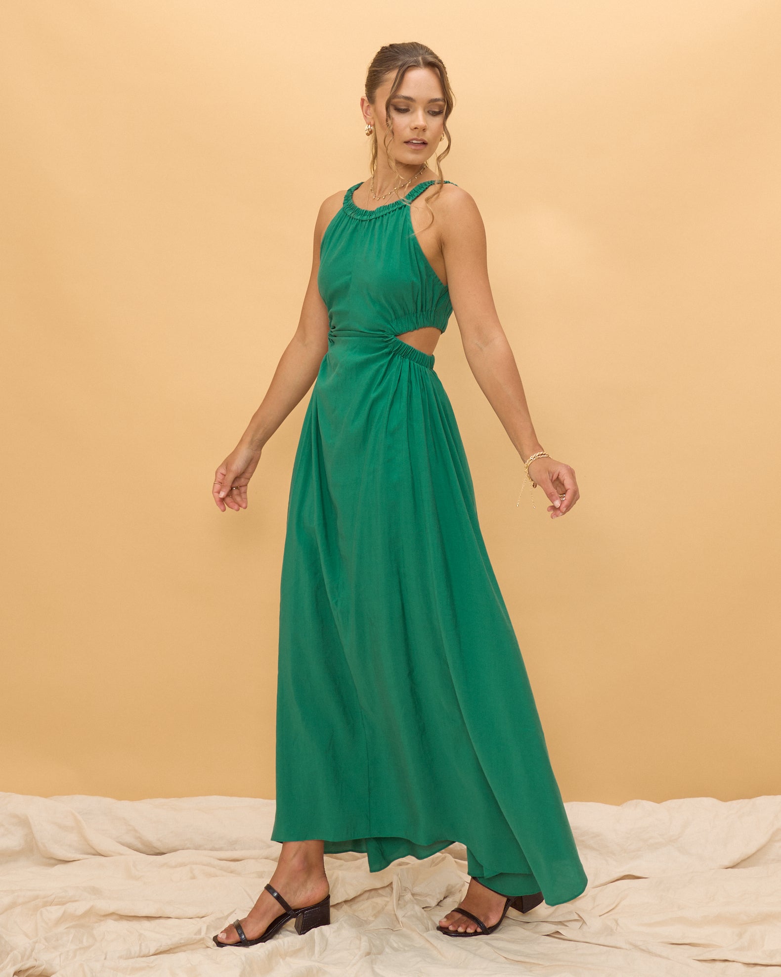 Vanna Emerald Green Cut Out Maxi Dress